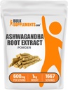 BulkSupplements.com Ashwagandha Root Extract Powder - Ashwagandha συμπλήρωμα, συμπλήρωμα βοτάνων - Vegan & Gluten Free, 600mg ανά Σερβίρισμα, 1kg (2,2 lbs) (πακέτο των 1)