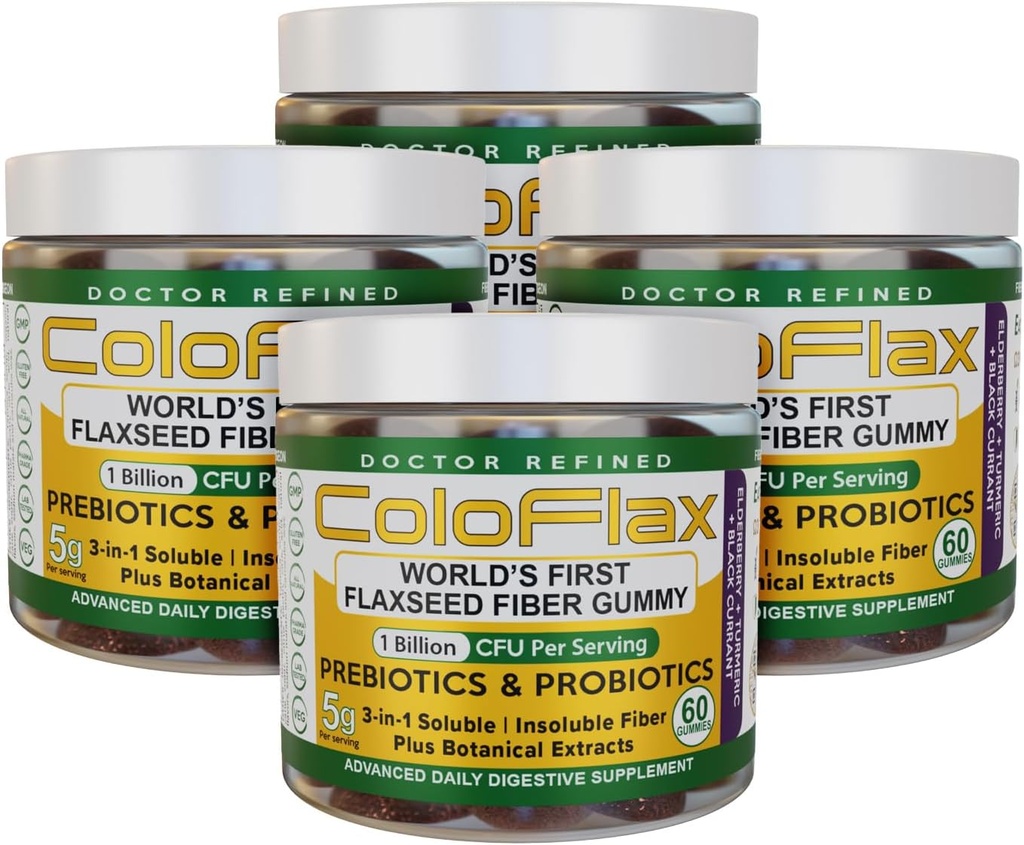 Organic Flaxseed Fiber + Probiotic Gummies | Constipation Relief & Regularity Without The Cramp for Adults, Soluble & Insoluble Triple-Fiber Vegan Gummies - 120 Servings