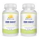 Και δώστε μας σήμερα Daily L-Methylfolate 15mg (2 φιάλες) - 180 κάψουλες - Επαγγελματική Δύναμη Ενεργό Φολικό Μεθύλιο - 5-MTHF συμπλήρωμα - Μη ΓΤΟ, Χωρίς γλουτένη, Χωρίς πληρωτικά