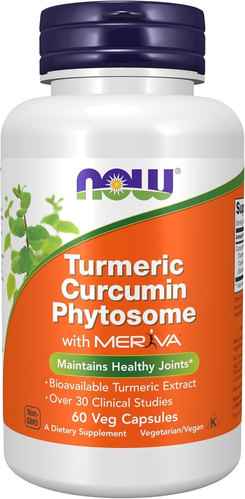 NOW Foods Supplements, Curcumin Phytosome, Bio-Enhanced Turmeric Extract, 60 Veg Capsules