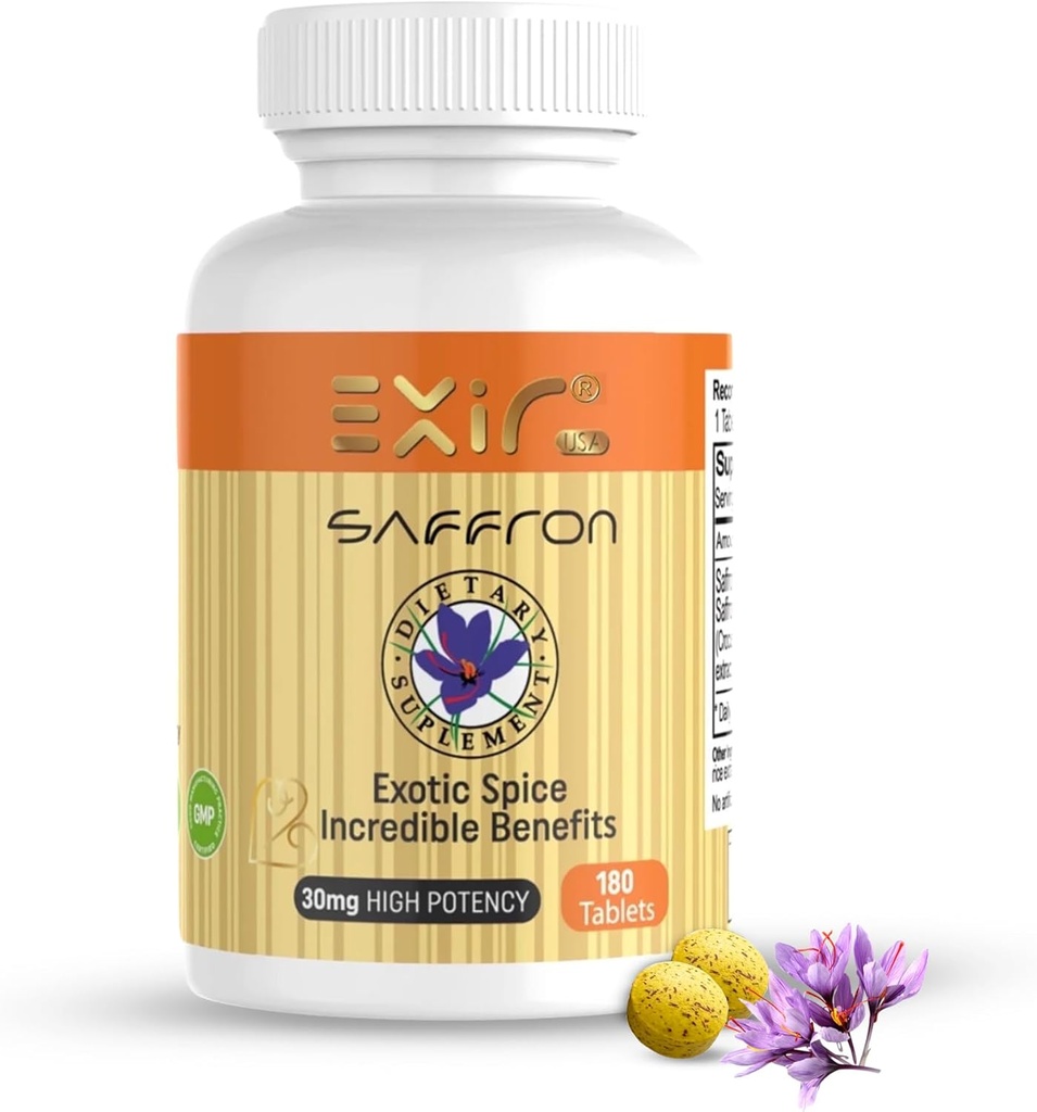 Saffron Dietary Supplement - Υποστήριξη Mood - Φυσικά Feel Upbeat - Κανένα αποτέλεσμα απόσυρσης - Μεγαλύτερη συναισθηματική ευεξία - 100% βότανα και φυσικά, 180 δισκία