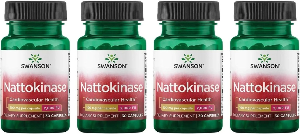 Swanson Nattokinase 2000 Ινολυτικές Μονάδες 100 Χιλιοστόγραμμα 30 Καψάκια Ένζυμο (4 Συσκευασία)