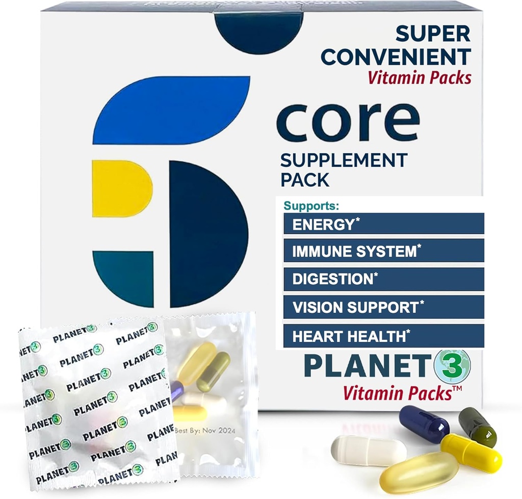 Daily Vitamin Packs for Men & Women – Ανοσοποιητική Υποστήριξη με Elderberry, Vitamin C, Zinc & D3 – Πολυβιταμίνη με Omega-3 για την Υγεία της Καρδιάς, Προβιοτικά, Methyl B12, Βιοτίνη, Λουτεΐνη & Ζεαξανθίνη – Planet 3