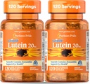 Puritan's Pride Premium Lutigold Lutein Carotenoid 20mg με Zeaxanthin για άνδρες και γυναίκες, Συμπλήρωμα διατροφής για την υποστήριξη της υγείας των ματιών, 8μηνη προσφορά, 120 Easy-to-Swallow Softgels, 2 Pack