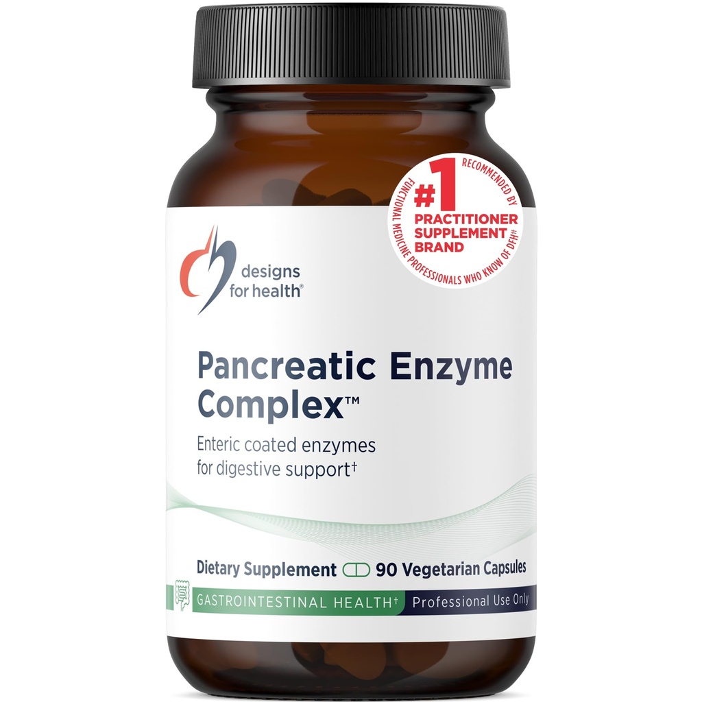 Designs for Health Pancreatic Enzymes Complex - Digestive Enzymes + Bromelain Supplement - Υποστήριξη Digestion + Gut Health - Καθυστερημένη κάψουλα απελευθέρωσης με Pancreatic Enzyme, Ox Bile (90 Κάψουλες)