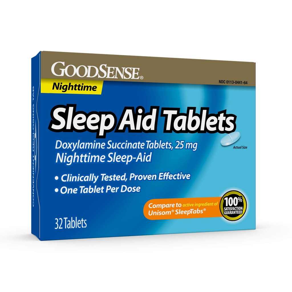 GoodSense Sleep Aid Δοξυλαμίνη Ηλεκτρικά δισκία, 25 mg, 32-αριθμό, Nighttime Sleep Aid to Help You Fall Sleep