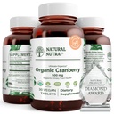 Natural Nutra Organic Cranberry Extract Supplement, Βοήθεια για την πρόληψη της ουρικής νόσου, Προάγει την υγεία των οστών, Βοήθεια για τη διατήρηση της υγείας της καρδιάς, Βελτίωση της πέψης, Προώθηση της υγείας του δέρματος, 30 δισκία, προμήθεια ενός μήνα