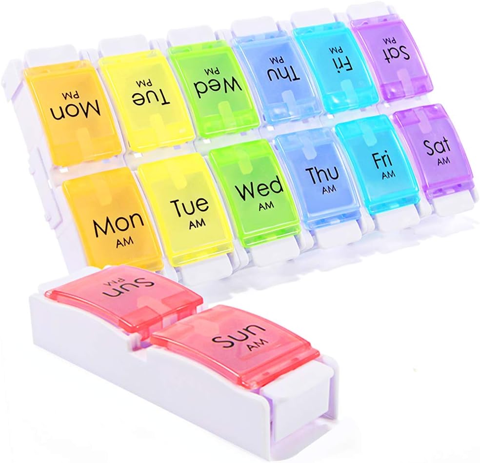 AM PM Pill Organizer 2 φορές την ημέρα, SZREDU Pill Box 7 Ημέρα, Αποσπώμενα Καθημερινής Ιατρικής Διοργανωτής Χάπια, Μεγάλες Υποθέσεις Χάπια Οργανωτές 7 Ημέρα, Weekly Συμπληρώματα Κουτιά και Διοργανωτής 2 φορές την ημέρα