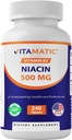 Vitamatic Niacin (Vitamin B3) 500mg, Παρατεταμένη απελευθέρωση, 240 δισκία - Μη ΓΤΟ & Χωρίς γλουτένη
