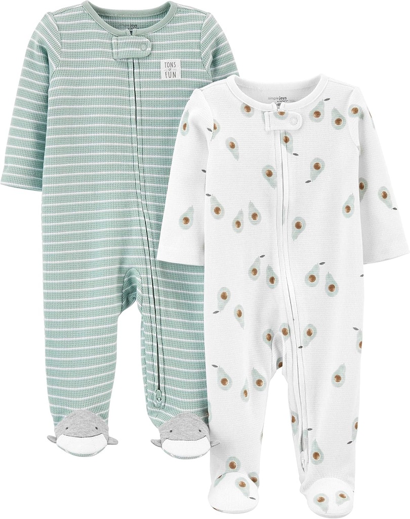 Απλές χαρές από το unisex-baby του Carter 2-way Zip Thermal Footed Sleep and Play, πακέτο των 2