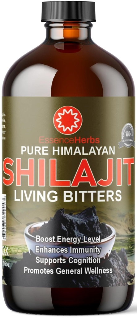 Essence Herbs Shilajit Bitters Liquids Made with Shilajit, Moringa, Black Seed, & More (Pack of 1)