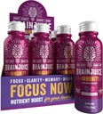 BrainJuice Brain and Immune Support Shot, Gluten Free Supplement Shots for Energy, Focus, Immunity with Vitamin D, C B, Alpha GPC & Organic Ginger Root, Huckleberry Hibiscus, 2,5 fl oz, 12 Pack