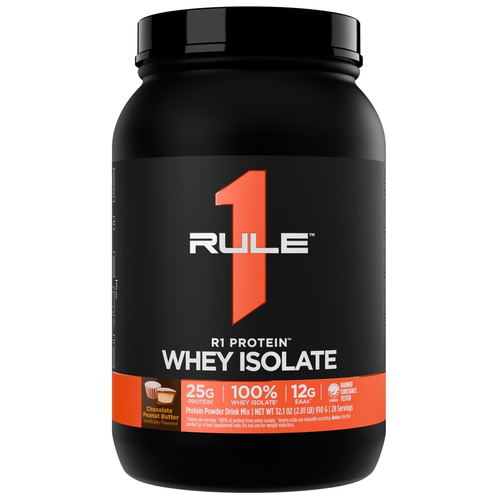 Άρθρο 1 R1 Πρωτεΐνη Whey Isolate - με 25g πρωτεΐνη & 6g BCAA Αποκλειστικά από Απομονωμένες & Υδρολυμένες Πηγές για την αποκατάσταση προπόνησης (2 Λίρες*, Σοκολάτα Φυστικοβούτυρο)