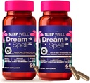 Dream Spell 3D Natural-based Sleep Aid - Καταπραΰνει ένα μυαλό συναγερμού, Όχι επόμενης ημέρας Grogginness- Καινοτόμος Φόρμουλα με 3Mg μελατονίνη, GABA, λυκίσκοι - Ξεκούραστες νύχτες, Αναψυκτικά πρωινά - 120 κάψουλες