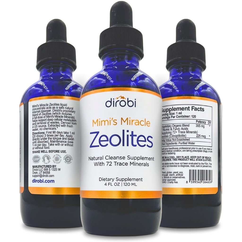 Mimi's Miracle Zeolits: Heavy Metal Detox Zeolite Supplement Drops with 70 Trace Minerals for Adults & Kids - Υποστηρίζει την αποκατάσταση των κυττάρων, ανοσοποιητική & Digestive Tractic Health (4 oz Bottle, 60 Day Supply)