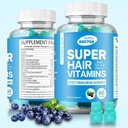 Super Biotin Gummies για τα μαλλιά, το δέρμα και τα νύχια - Vegan Βιταμίνες για άνδρες και γυναίκες, υποστηρίζει την ταχύτερη ανάπτυξη των μαλλιών και ισχυρότερα νύχια - επιπλέον δύναμη