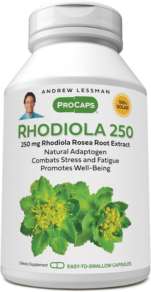 ANDREW LESSMAN Rhodiola Rosea 250mg - 240 Κάψουλες - Τυποποιημένο εκχύλισμα. Φυσικό προσαρμογόνο. Καταπολέμηση του Στρες και της Κόπωσης. Προωθεί την Υγιεινή Ευημερία. Χωρίς Πρόσθετα. Μικρά Εύκολα Καταπιείτε Καψάκια
