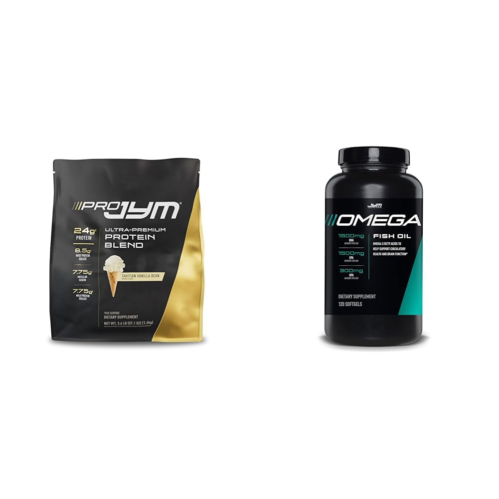 JYM Supplement Science PRO JYM 45 Υπηρεσίες - Tahitian Vanilla Bean & mg, Υψηλή ισχύς Omega 3, EPA, DHA, DPA για τον εγκέφαλο, καρδιά, & κοινή υποστήριξη 120 μαλακά τζελ