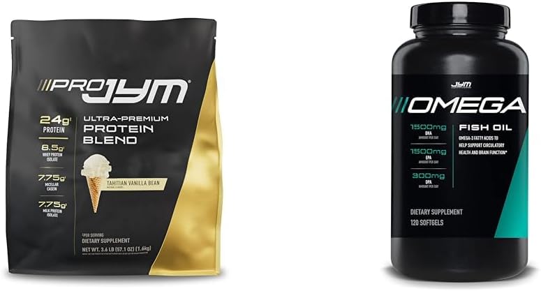 JYM Supplement Science PRO JYM 45 Υπηρεσίες - Tahitian Vanilla Bean & mg, Υψηλή ισχύς Omega 3, EPA, DHA, DPA για τον εγκέφαλο, καρδιά, & κοινή υποστήριξη 120 μαλακά τζελ