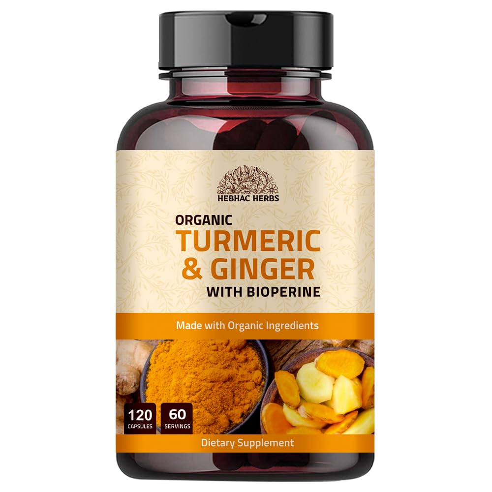Turmeric Ginger with Black Pepper & Ginger 1000 mg 120 Capsules | Turmeric and Ginger Supplement with 95% Curcuminoids | Extra Strength Supplement| Joint Support Supplement | Non-GMO - 120 Capsules