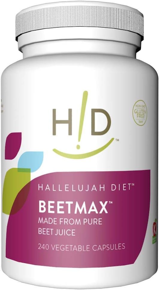 Αλληλούια Διατροφή - Βιολογικές Κάψουλες BeetMax, Βιταμίνη, Ορυκτό, & Αντιοξειδωτικό συμπλήρωμα, Χωρίς γλουτένη, Vegan, 240 κάψουλες, 30 εξυπηρετούν
