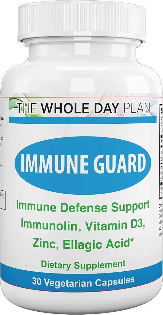 Spectra Vitamins Immune Guard Natural Immunity Booster, Vitamind D3, Zinc, Immunolin, Ellagic Acid, 30 Capsules,