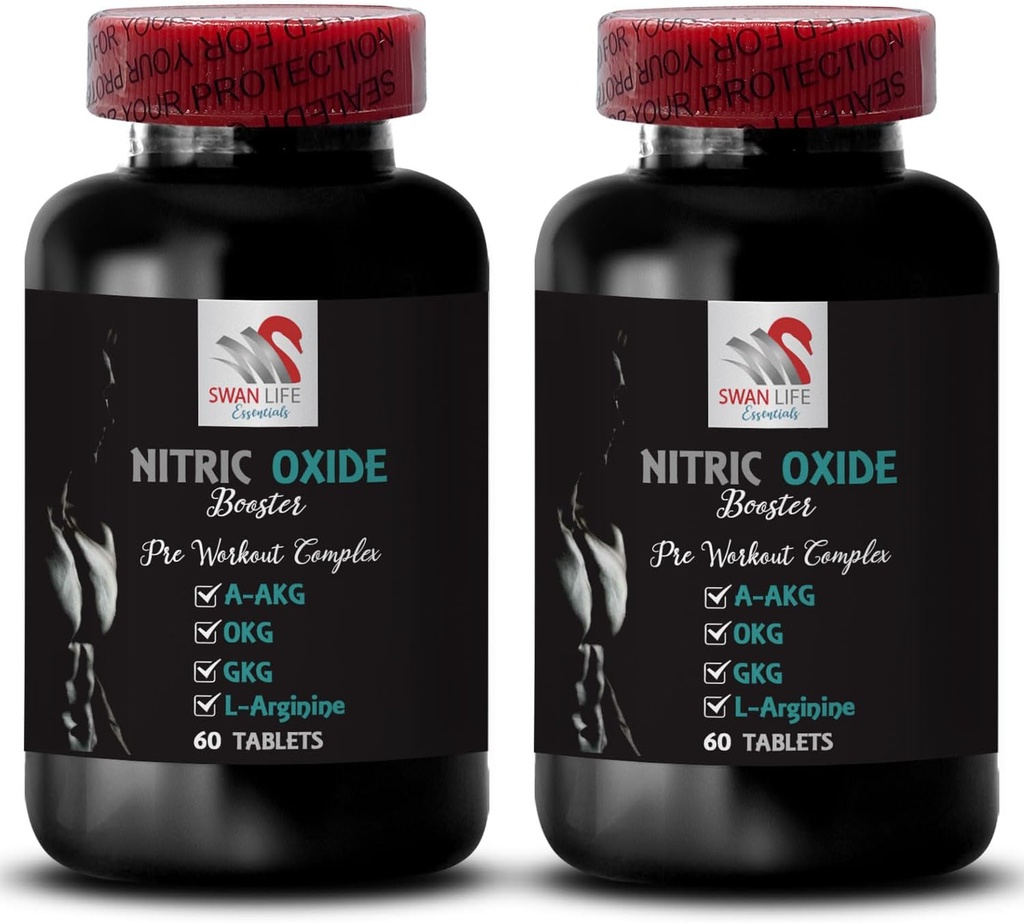 Nitric oxide supplements for men - NITRIC OXIDE BOOSTER - L-Arginine, Strength support, Endurance booster, Exercise supplement, Power formula, Energy blend, Training focus 2 Bottle 120 Tablets