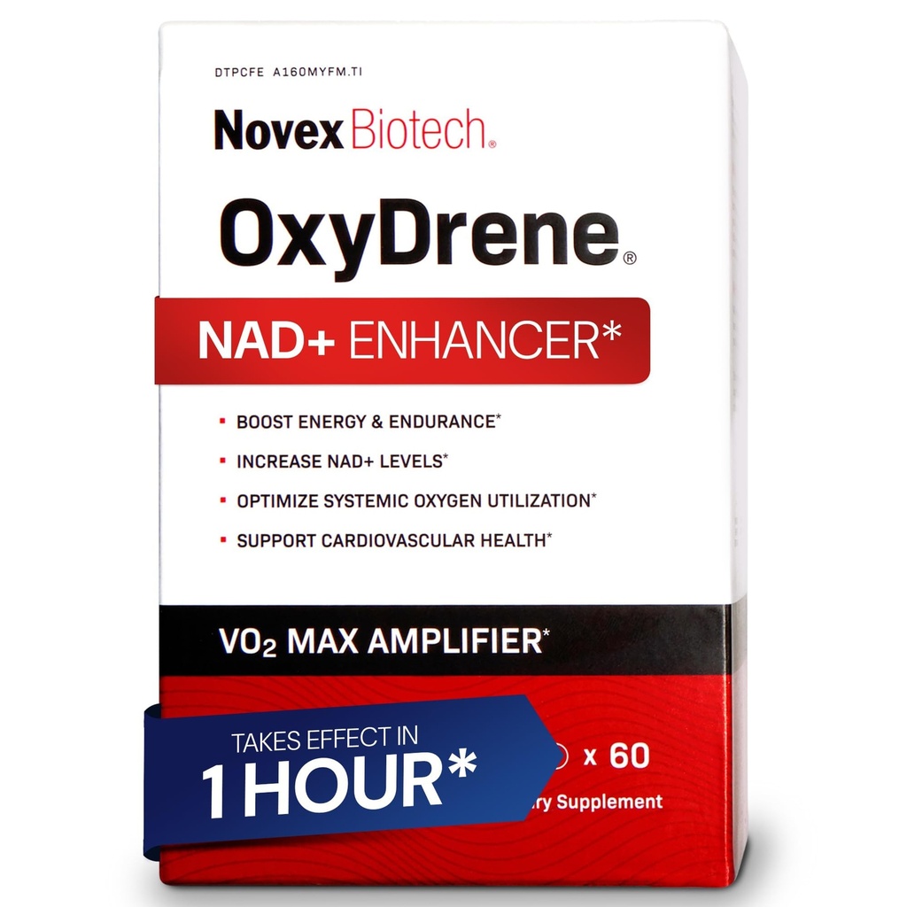 Novex Biotech Oxydrene NAD+ Enhancer - Φυσικό συμπλήρωμα προώθησης του μεταβολισμού και της καρδιοαγγειακής υποστήριξης για άνδρες και γυναίκες - (60 κάψουλες)