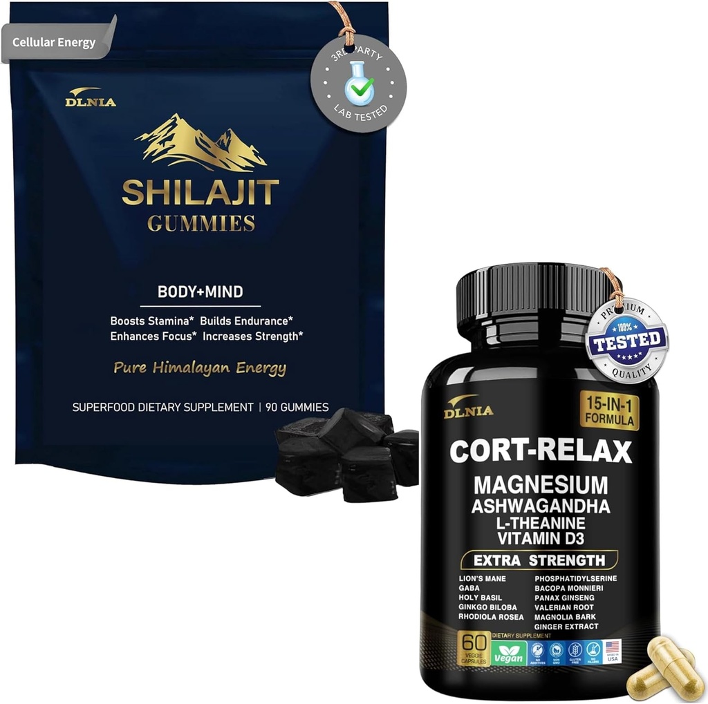 Shilajit Ashwagandha Gummies & Magnesium Calm Supplement Duo