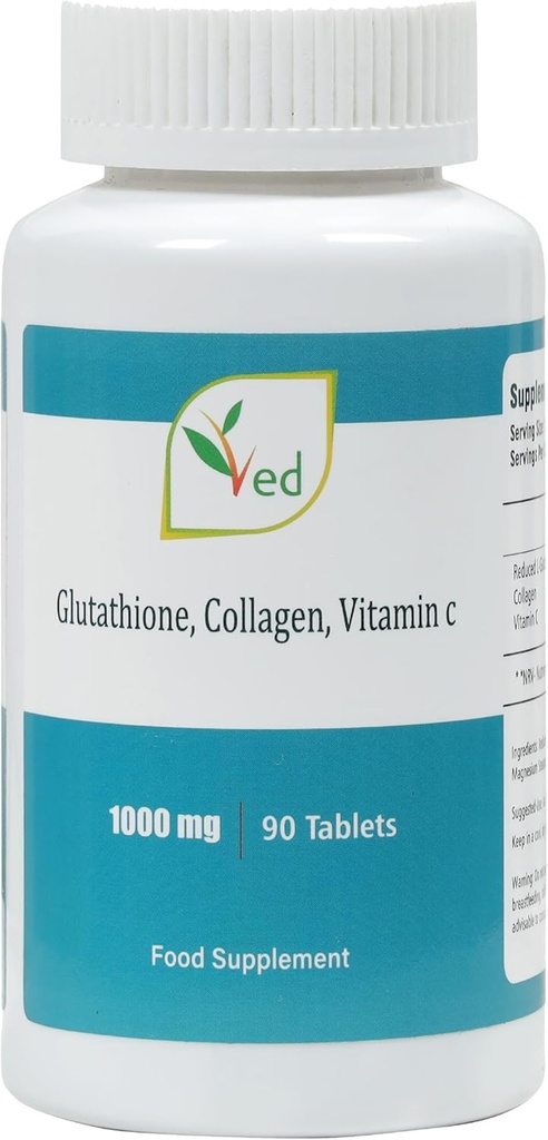 Μειωμένη L Γλουταθειόνη 1000mg x 90 δισκία. με 500mg L- Γλουταθειόνη, 300mg Κολλαγόνο, και 200mg Βιταμίνη C ανά πίνακα