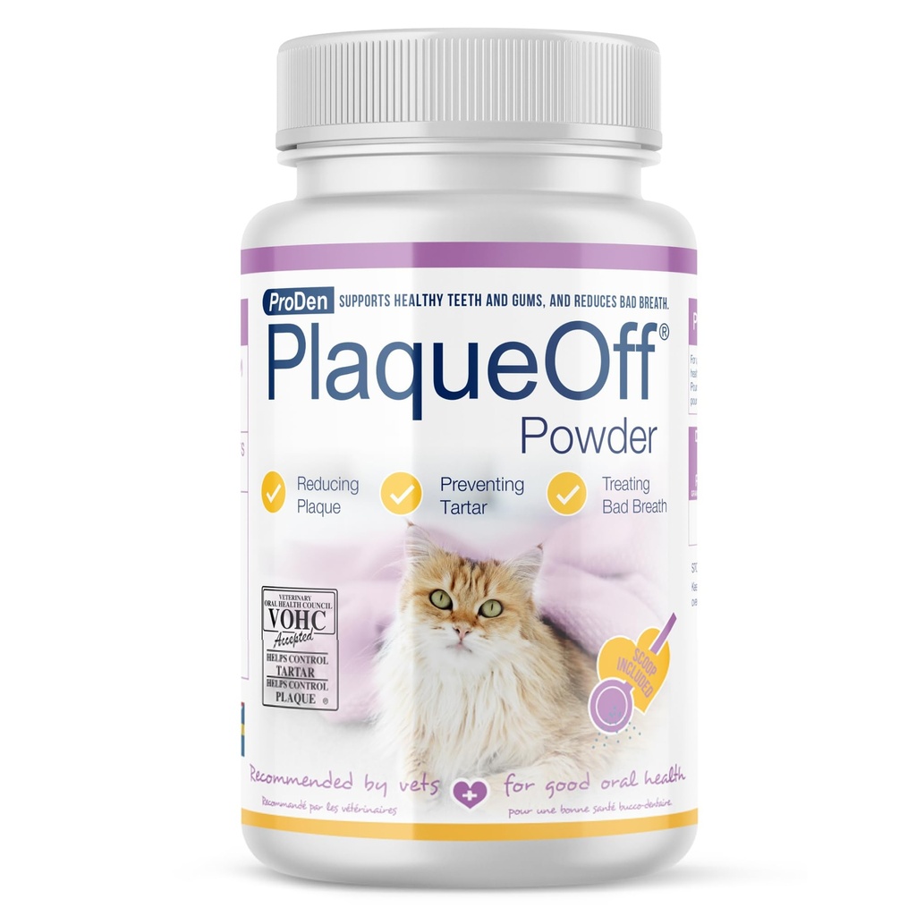ProDen PlaqueOff Powder for Cats - Cat Plaque Remover - 40g | VOHC Approved Pet Dental Powder - Cat Dental Powder to Reduce Tartar and Support Fresh Breath - Feline Oral Care