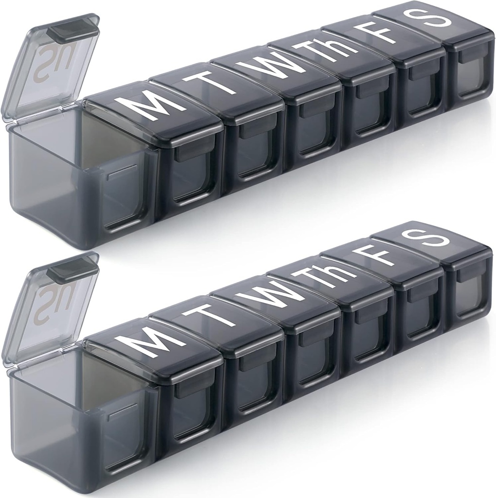2 Pack Extra Large Weekly Pill Organizer, BPA Free Pill Box 7 Day with XL Compartment for Fish Oils, Travel Friendly Medicine Organizer Pill Case for Vitamins, Συμπληρώματα