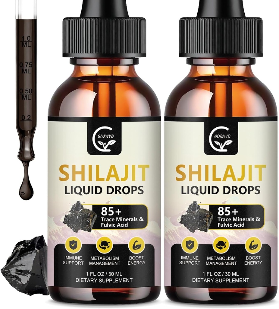 (2-πακέτο) Υψηλής Ικανότητας Shilajit καθαρό ιμαλαϊκό οργανικό υγρό συμπλήρωμα, Shilajit Resin Drop για άνδρες και γυναίκες, Max Potency 85+ καθαρό ίχνη ορυκτών & Fulvic οξύ για την ενέργεια, Μεταβολισμός & ανοσοποιητική υποστήριξη