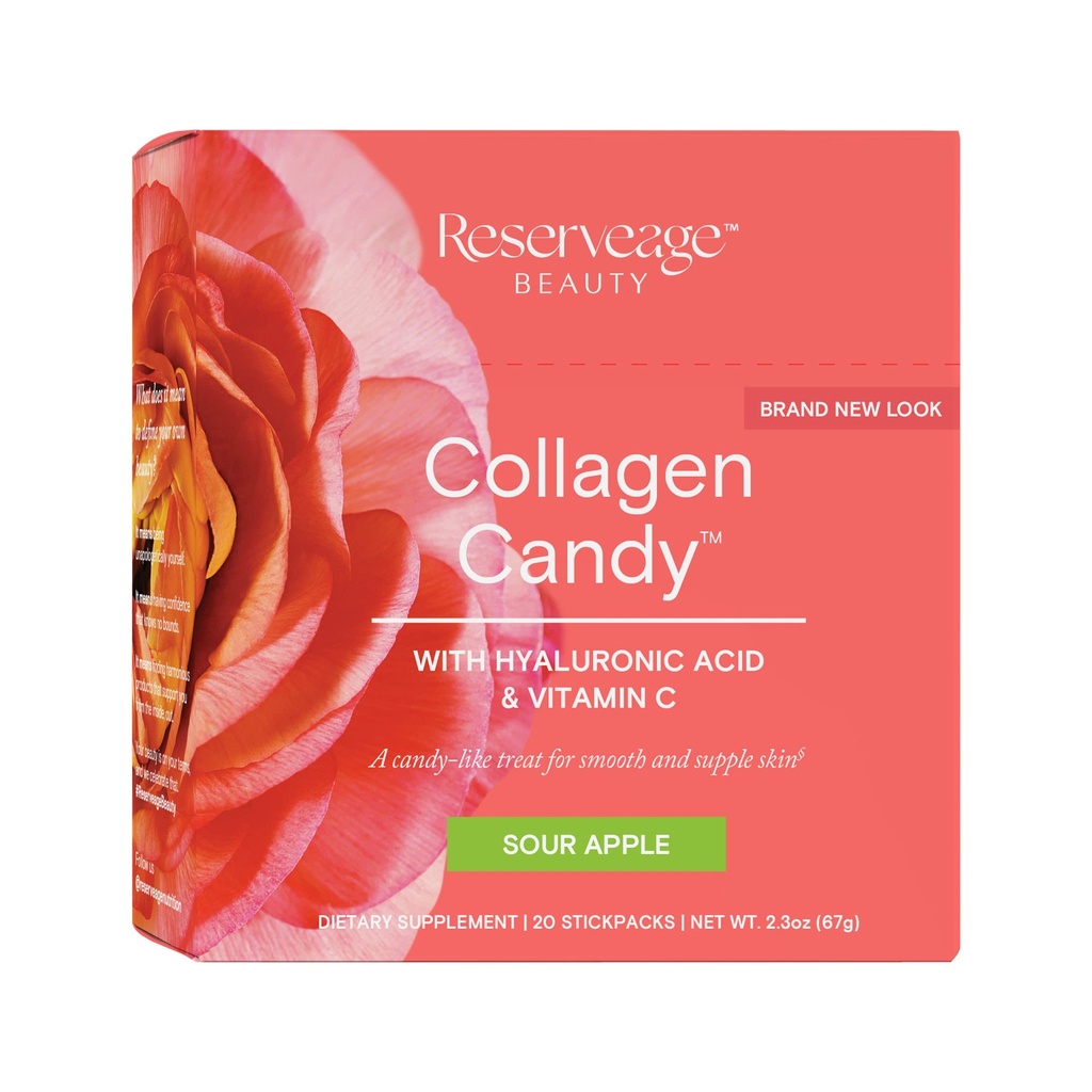 Reserveage Nutrition Collagen Candy, Collagen συμπλήρωμα για την περιποίηση του δέρματος, την ανάπτυξη των μαλλιών, Collagen Booster για τη φροντίδα των νυχιών, υποστηρίζει την παραγωγή ελαστίνης, Παλαιό και Κέτο, Sour Apple, 2.3 Ουγγιά (20 υπηρεσίες)