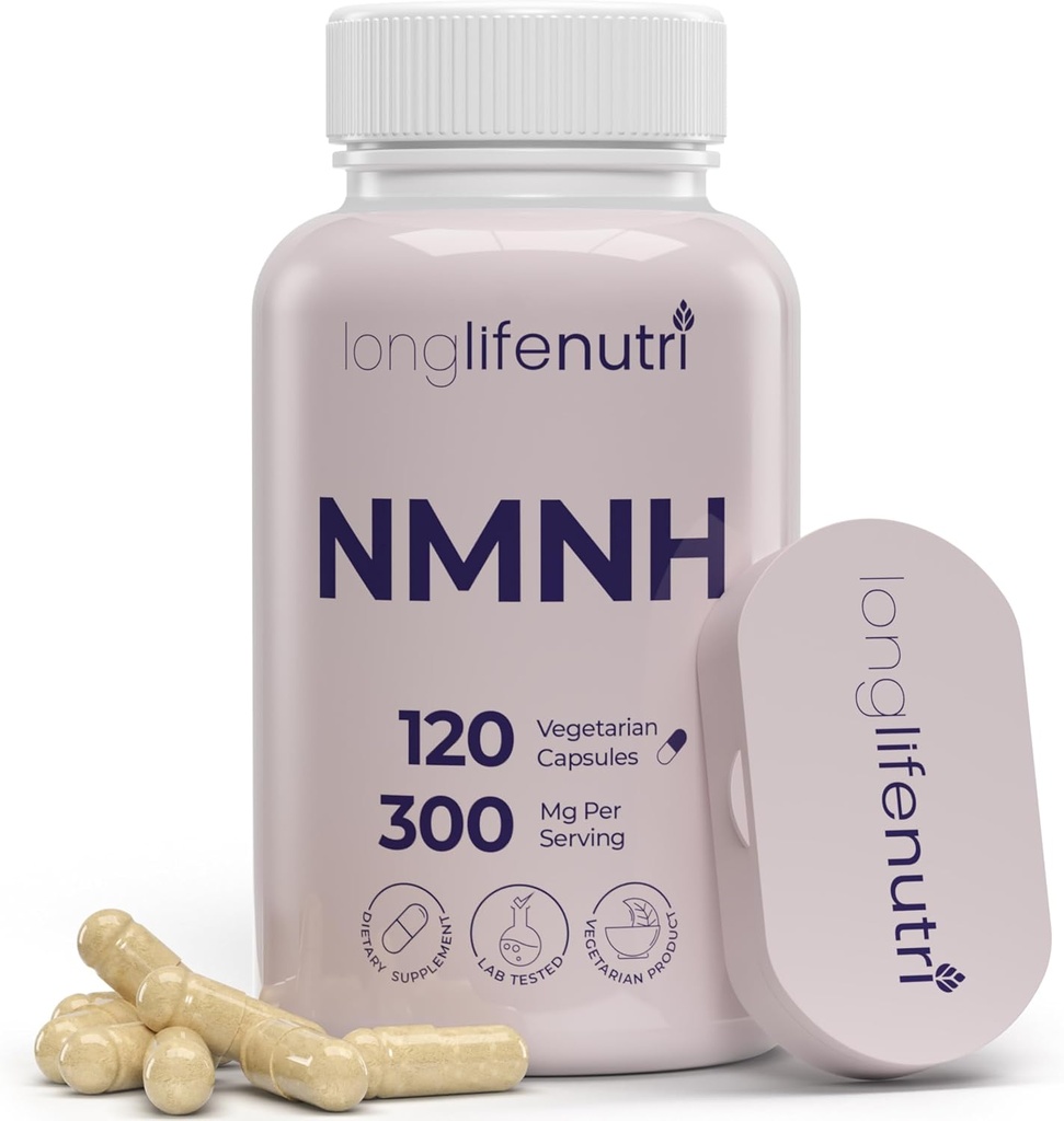 LongLifeNutri NMNH 300mg (Dihydronicotinamide Mononucleotide) - 120 Vegan Κάψουλες, 2-Month Supply, NMN Alternative, NAD συμπλήρωμα για την ενέργεια & μακροβιότητα, Lab Tested, Made in USA