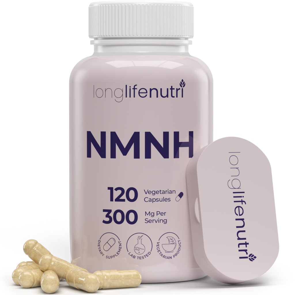 LongLifeNutri NMNH 300mg (Dihydronicotinamide Mononucleotide) - 120 Vegan Capsules, 2-Month Supply, NMN Alternative, NAD Supplement for Energy & Longevity, Lab Tested, Made in USA