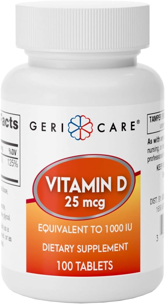 GeriCare Βιταμίνη D 25mcg δισκία, προάγει υγιή οστά & ανοσοποιητική υποστήριξη, συμπλήρωμα διατροφής, 100 Count (πακέτο του 1)