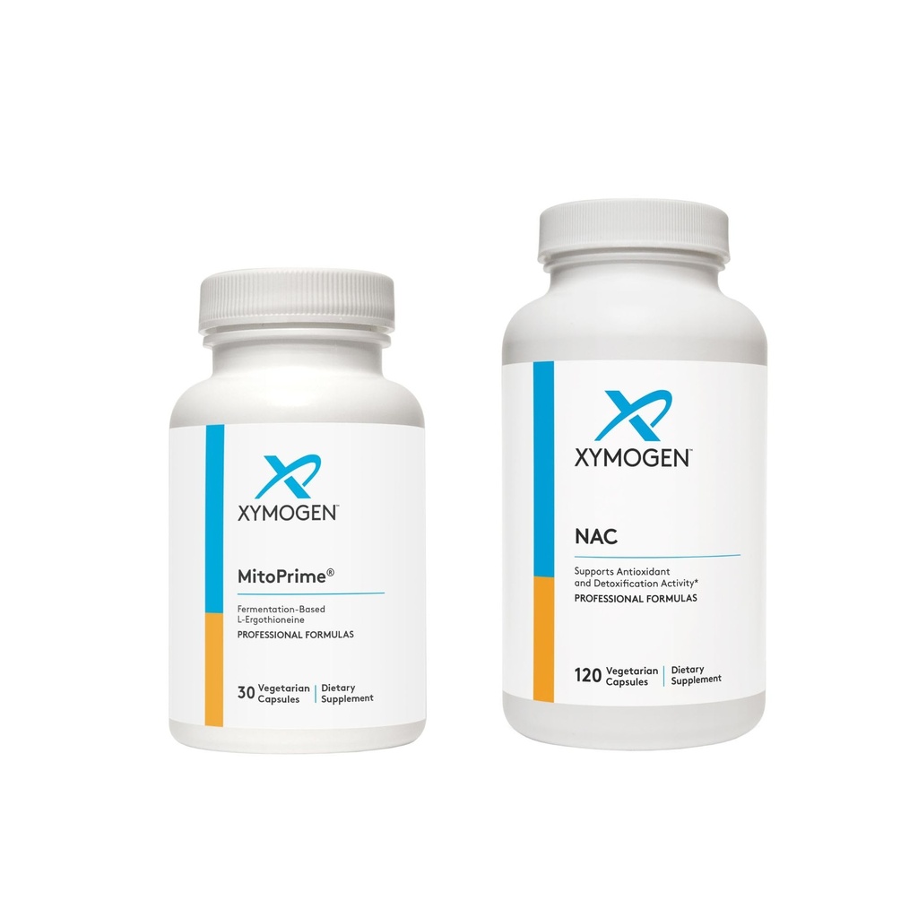XYMOGEN MitoPrime (30 κάψουλες) + NAC (120 κάψουλες) 2- Product Bundle - L Ergothionine Antioxidant Supplement with 600mg N-Acetyl-Cysteine NAC Supplement