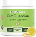 Feel Goods Gut Guardian, Organic Fiber, Probiotic & Prebiotic Powder, Sugar Free, Herbs for Bloat, Gut Health Support, Digestive Health for Men & Women, Non GMO, Vegan, Lemon Ginger, 30 Υπηρεσίες