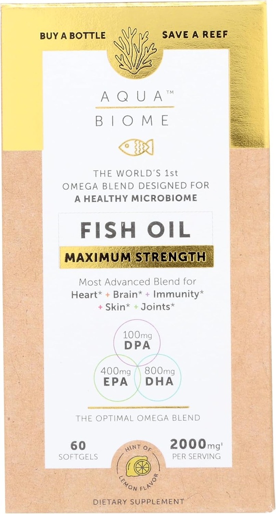 Enzymedica Aqua Biome, μέγιστη δύναμη, λεμόνι, ωμέγα 3 ιχθυέλαιο, 60 Softgels