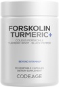 Codeage Forskolin, Pure Forskolin Coleus + οργανική σκόνη ρίζας κουρκουμινοειδών 95% + Μαύρο πιπέρι βιοπερίνης - 20% Standardized Coleus Forskohlii Συμπλήρωμα - Μη ΓΤΟ - 90 κάψουλες