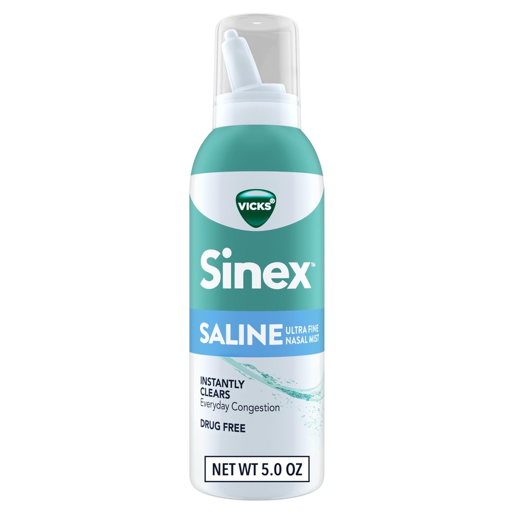 Vicks Sinex Αλουμίνιο Ρινική Σπρέι, Χωρίς φάρμακα Ultra Fine Mist, Καθαρή Κάθε μέρα Sinus Συμφόρηση Γρήγορη, Καθαρή Mucus από ένα κρύο ή Αλλεργία, Καθημερινή Χρήση 5.0 fl oz