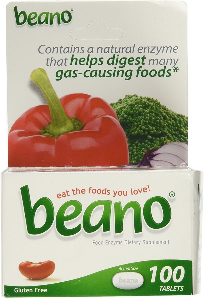 Beano Extra Strength Gas Prevention and Digestion Support Tablets, Helps Prevent Bloating and Discomfort, 100 Tablets