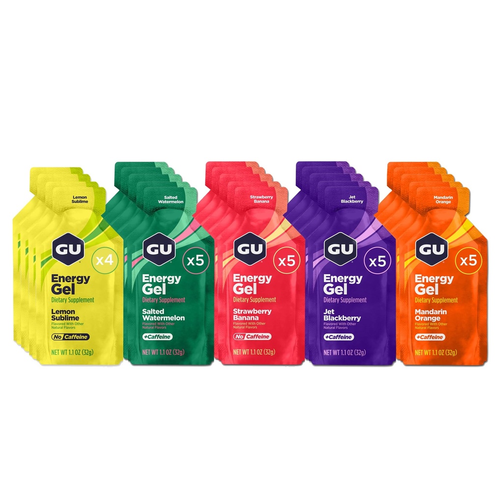 GU Energy Original Sports Nutrition Energy Gel, Vegan, Gluten-free, Kosher, και Dairy-Free On-the-Go Energy για κάθε προπόνηση, 24-Count, ποικιλία φρουτώδη αρώματα