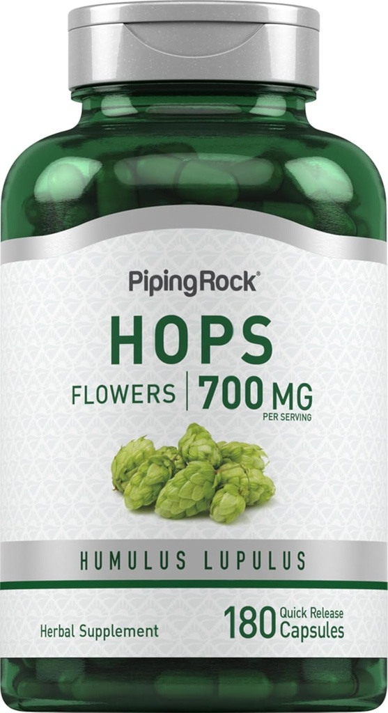 Piping Rock Hops Extract Supplement | 700mg | 180 Capsules | Humulus Lupulus | Non-GMO, Gluten Free