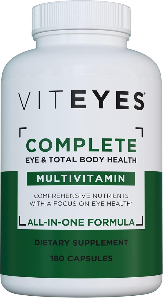 Viteyes Πλήρης Οφθαλμική & συνολική υγεία του σώματος Multivitamin συμπλήρωμα διατροφής, 180 κάψουλες