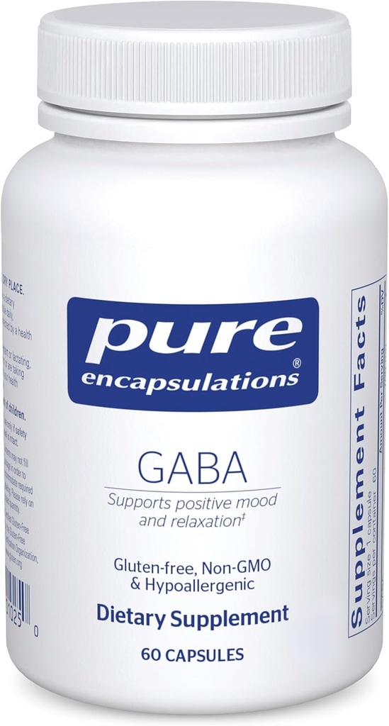 Pure Encapsulations GABA - Συμπλήρωμα για την υποστήριξη Χαλάρωση & Μέτρια του περιστασιακού στρες - με Premium GABA Αμινοξέα - 60 κάψουλες