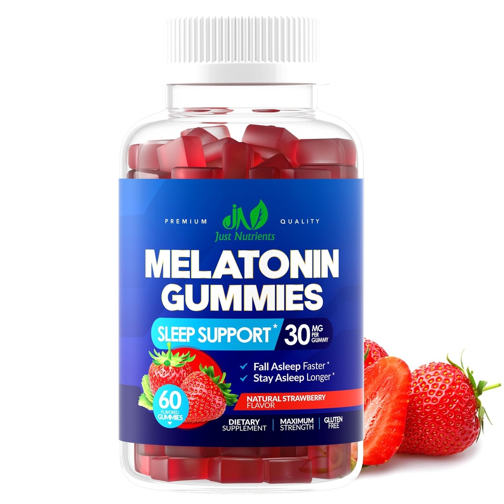 Μελατονίνη 30mg Gummies for Adults (60 Servings) - Maximum Strength Sleep Support with 30mg Melatonin Per Gummy - Χωρίς γλουτένη, Χωρίς ζάχαρη, Μη ΓΤΟ, 100% Χορτοφαγική, Φρούτα Γεύση - 60 Gummies