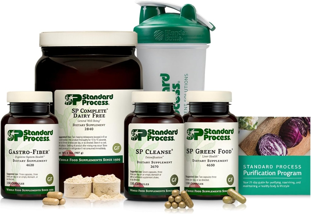 Τυποποιημένο κιτ προϊόντων καθαρισμού διαδικασίας με SP Complete Dairy Free και Gastro Fiber - 21-Day Detox for Healthy Body Maintenance - Vegan, Gluten-Free & Non-Dairy - 1 Kit