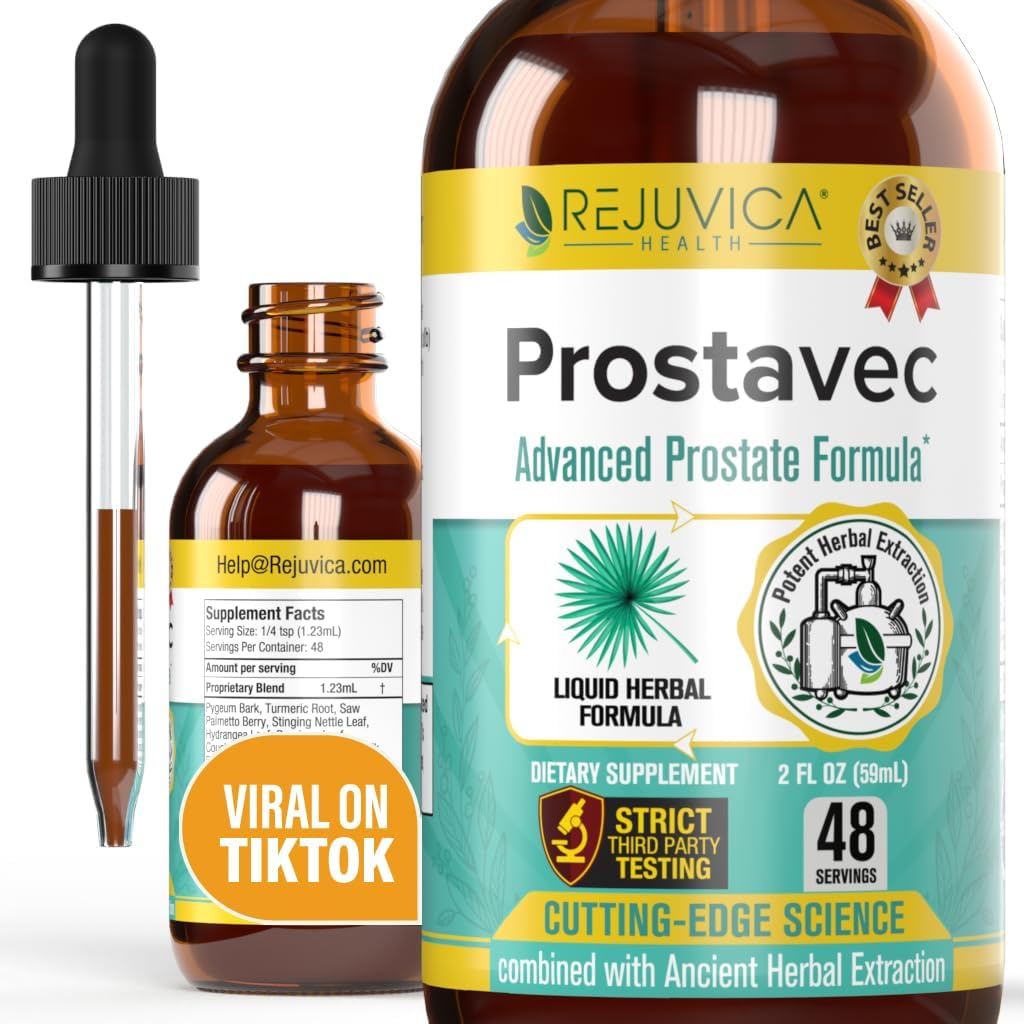 Prostavec Advanced Prostate Υποστήριξη συμπλήρωμα - υγρή φόρμουλα για ταχύτερη απορρόφηση με Pygeum, Saw Palmetto, Stinging Nettle + Turmeric & Damiana - Vegan, Non-GMO - 2 fl oz